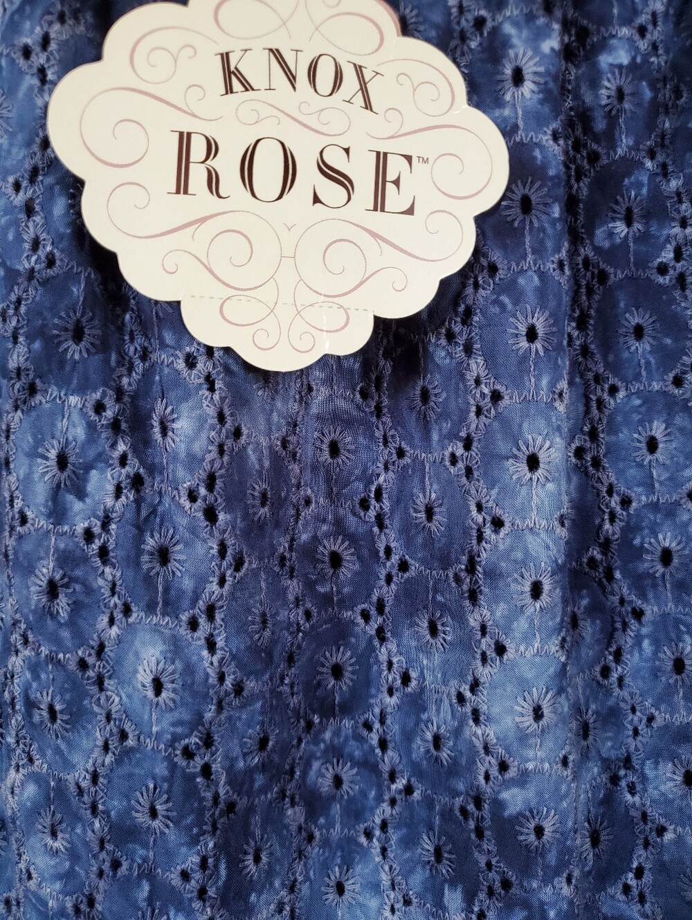 Knox Rose Tie Dye Eyelet Top Flutter Sleeve Blouse Boho Vacation - Picture 8 of 11